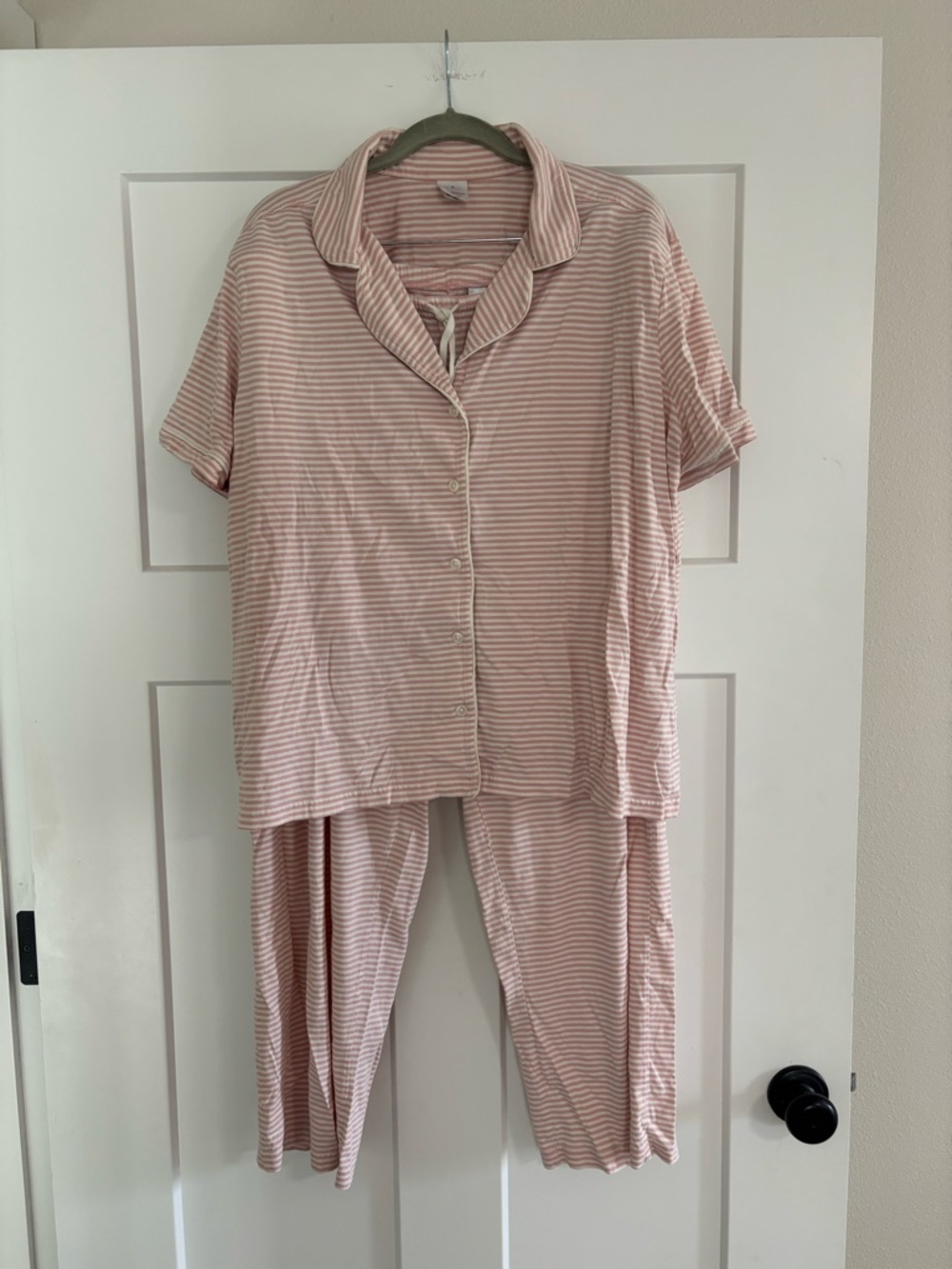 Hannah Anderson  Women’s Pink and White Striped Pajama Set